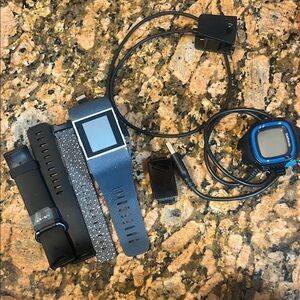 Fitbit & Garmin Smartwatch Set with Blue and Black Bands- FOR PARTS